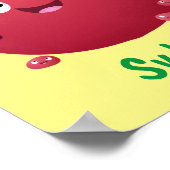 かわいい幸せなザクロのフルーツマンガ ポスター (角)