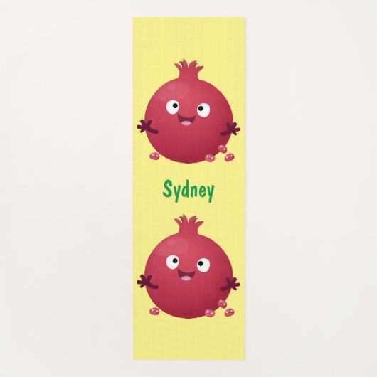 かわいい幸せなザクロのフルーツマンガ ヨガマット (正面)