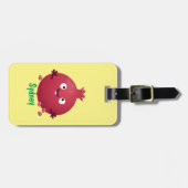 かわいい幸せなザクロのフルーツマンガ ラゲッジタグ (正面横)