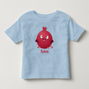 かわいい幸せなザクロの果物のキャラクター トドラーTシャツ