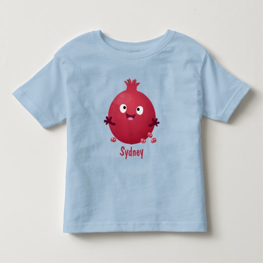 かわいい幸せなザクロの果物のキャラクター トドラーTシャツ (正面)