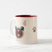 かわいい幸せなシャム猫の顔 ツートーンマグカップ (正面左)