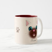 かわいい幸せなシャム猫の顔 ツートーンマグカップ (正面右)