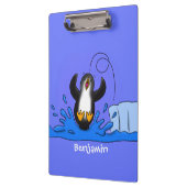 かわいい幸せなジャンピングペンギンのイラスト クリップボード (左)