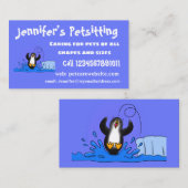 かわいい幸せなジャンピングペンギンのイラスト 名刺 (正面/裏面)