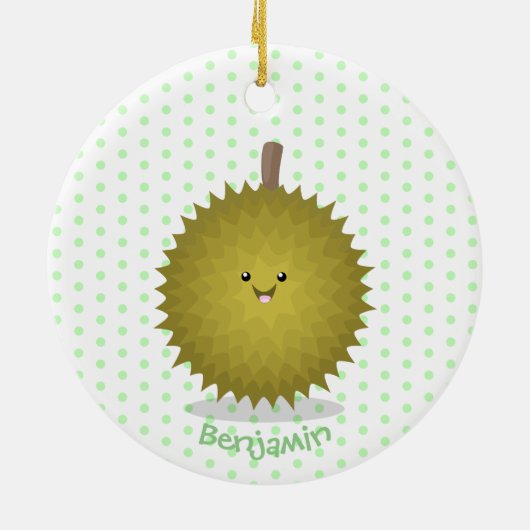 かわいい幸せなジュリアン漫画イラストレーション セラミックオーナメント (裏面)