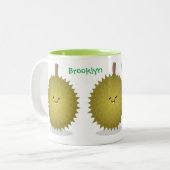 かわいい幸せなジュリアン漫画イラストレーション ツートーンマグカップ (正面左)