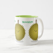 かわいい幸せなジュリアン漫画イラストレーション ツートーンマグカップ (正面右)