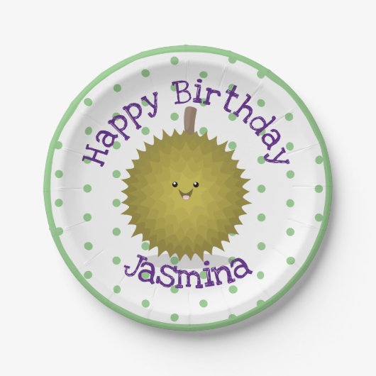 かわいい幸せなジュリアン漫画イラストレーション ペーパープレート (正面)