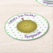 かわいい幸せなジュリアン漫画イラストレーション ラウンドペーパーコースター (アングル)