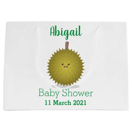 かわいい幸せなジュリアン漫画イラストレーション ラージペーパーバッグ (正面)