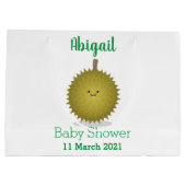 かわいい幸せなジュリアン漫画イラストレーション ラージペーパーバッグ (裏面)