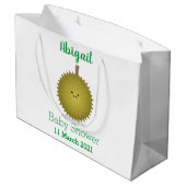 かわいい幸せなジュリアン漫画イラストレーション ラージペーパーバッグ (裏面アングル)