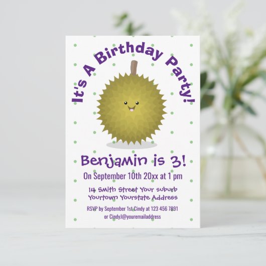 かわいい幸せなジュリアン漫画イラストレーション 招待状 (スタンド正面)