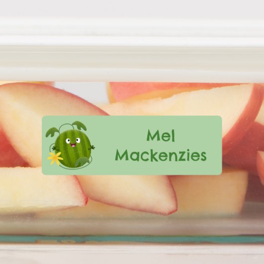 かわいい幸せなスイカの漫画パーソナライズされた ラベル (貼付)