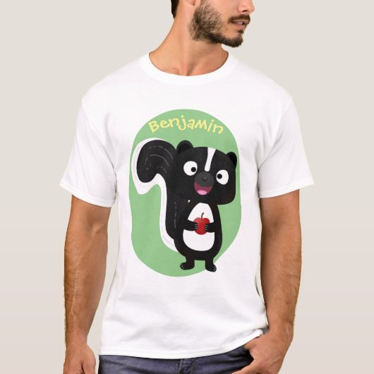 かわいい幸せなスカンクのキャラクターイラスト Tシャツ (正面)