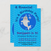 かわいい幸せなセイウスの泡の漫画イラスト 招待状 (正面/裏面)