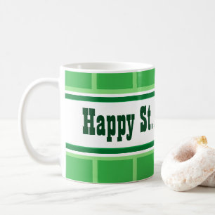 かわいい幸せなセントパトリックデーのストライプ緑 コーヒーマグカップ
