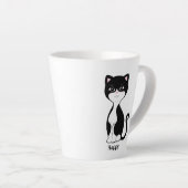 かわいい幸せなタキシード猫 カフェラテマグ (右アングル)