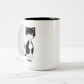 かわいい幸せなタキシード猫 ツートーンマグカップ (正面左)