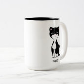 かわいい幸せなタキシード猫 ツートーンマグカップ (正面右)
