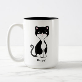 かわいい幸せなタキシード猫 ツートーンマグカップ