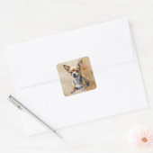 かわいい幸せなチワワ犬ペット動物アート スクエアシール (封筒)