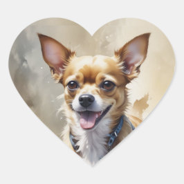 かわいい幸せなチワワ犬ペット動物アート ハートシール