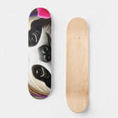 かわいい幸せなナマケモノと花 スケートボード (正面)