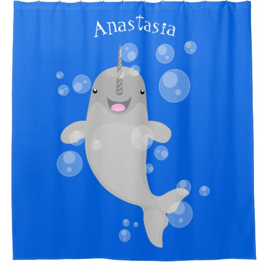 かわいい幸せなナールウォバブルアニメイラストレーション シャワーカーテン (正面)