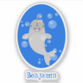 かわいい幸せなナールウォバブルアニメイラストレーション シール (正面)