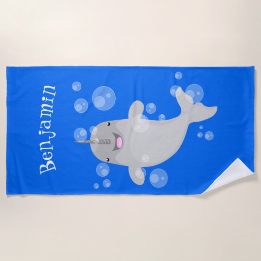 かわいい幸せなナールウォバブルアニメイラストレーション ビーチタオル (正面)