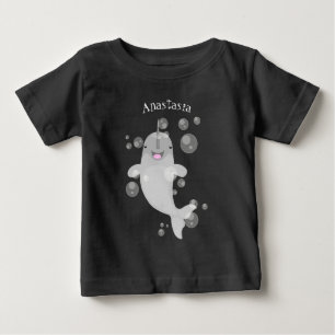 かわいい幸せなナールウォバブルアニメイラストレーション ベビーTシャツ