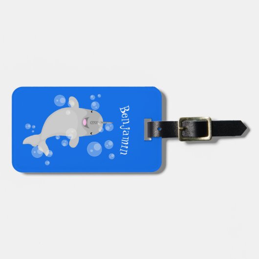 かわいい幸せなナールウォバブルアニメイラストレーション ラゲッジタグ (正面横)