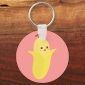 かわいい幸せなバナナでバナナになろう キーホルダー (正面)