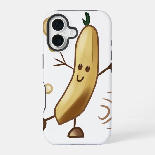 かわいい幸せなバナナ iPhone 16ケース (裏面)