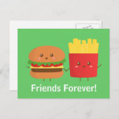 かわいい幸せなバーガーとフライドフレンズフォーエバー ポストカード (正面/裏面)