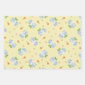 かわいい幸せなヒッポ花と黄色 ラッピングペーパーシート (正面)