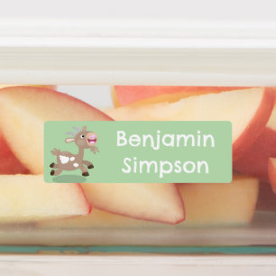 かわいい幸せなビリーのヤギの漫画パーソナライズされた ラベル