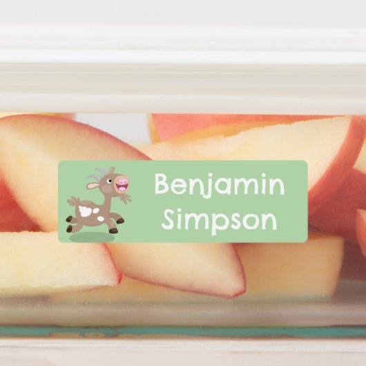 かわいい幸せなビリーのヤギの漫画パーソナライズされた ラベル (貼付)