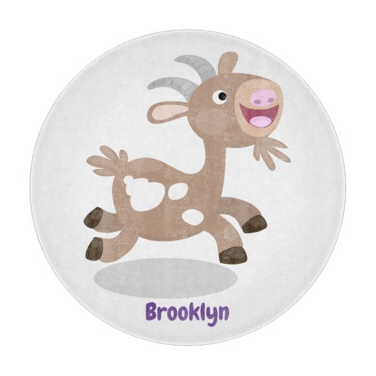 かわいい幸せなビリーヤギの漫画 カッティングボード (正面)