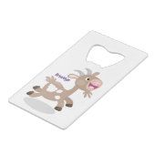 かわいい幸せなビリーヤギの漫画 クレジットカード栓抜き (正面アングル)