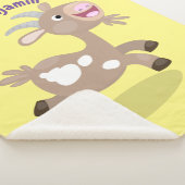 かわいい幸せなビリーヤギの漫画 シェルパブランケット (3/4)