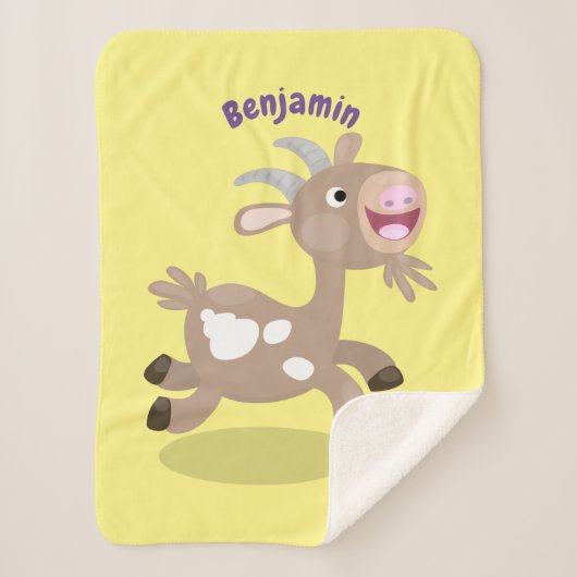 かわいい幸せなビリーヤギの漫画 シェルパブランケット (正面)