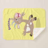 かわいい幸せなビリーヤギの漫画 シェルパブランケット (正面(横))