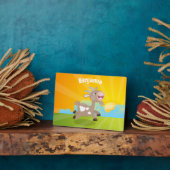 かわいい幸せなビリーヤギの漫画 フォトプラーク (側面)