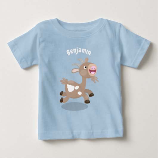 かわいい幸せなビリーヤギの漫画 ベビーTシャツ (正面)