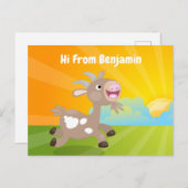 かわいい幸せなビリーヤギの漫画 ポストカード (正面/裏面)