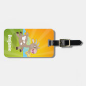 かわいい幸せなビリーヤギの漫画 ラゲッジタグ (正面横)