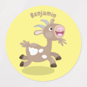 かわいい幸せなビリーヤギの漫画 ラベル (デザイン1)